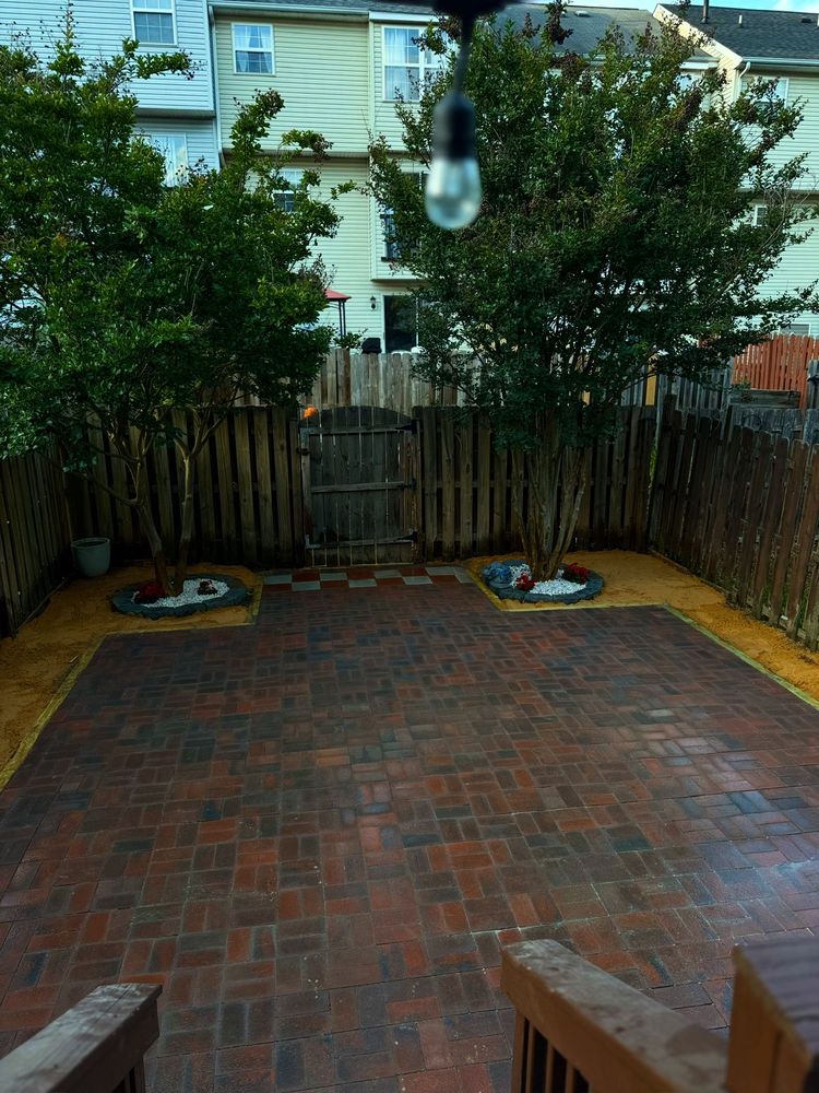 Brick paver patio hardscaping project in Gaithersburg, Maryland